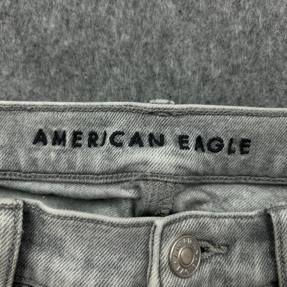 American Eagle '90s Straight Leg Jeans Women's Size 12 Gray Distressed Denim - Picture 4 of 12